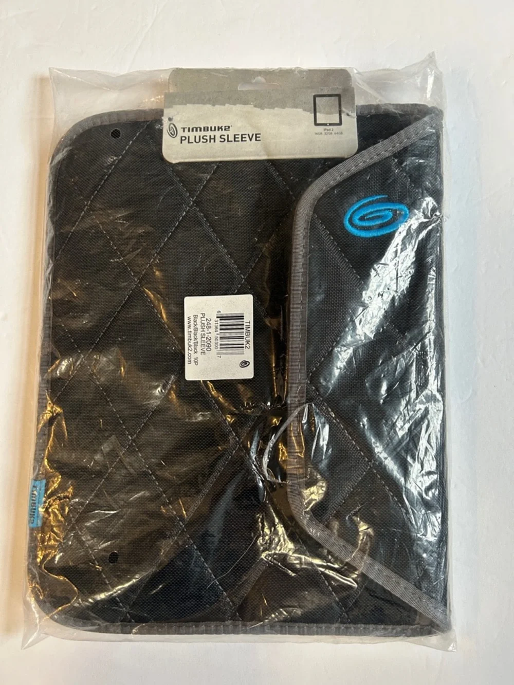 Timbuk2 Black Quilted Plush Tablet Sleeve with Blue Logo